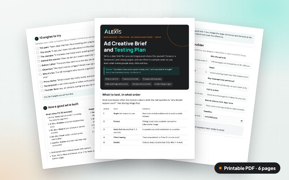 Ad Creative Brief and Testing Plan: The printable PDF: the same content to print, save or share.