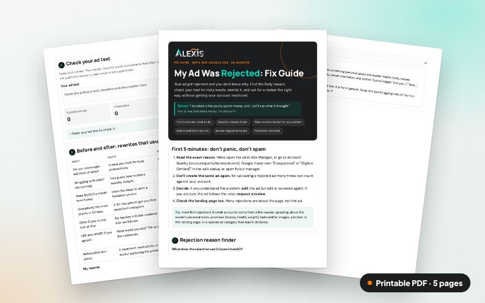 My Ad Was Rejected: Fix Guide: The printable PDF: the same content to print, save or share.