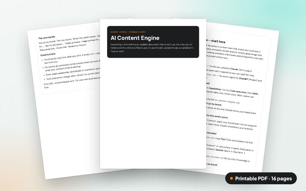 AI Content Engine: The printable PDF: the same content to print, save or share.