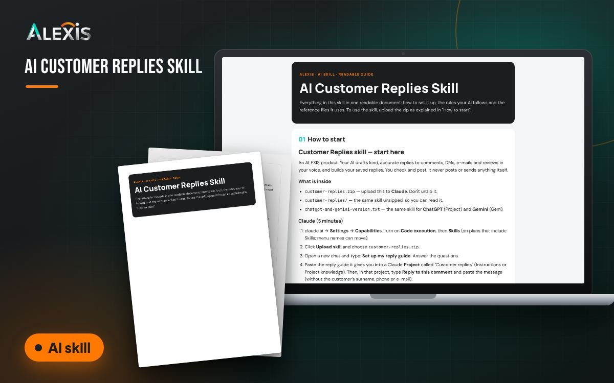 AI Customer Replies Skill: ai skill and PDF