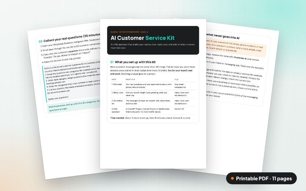 AI Customer Service Kit: The printable PDF: the same content to print, save or share.