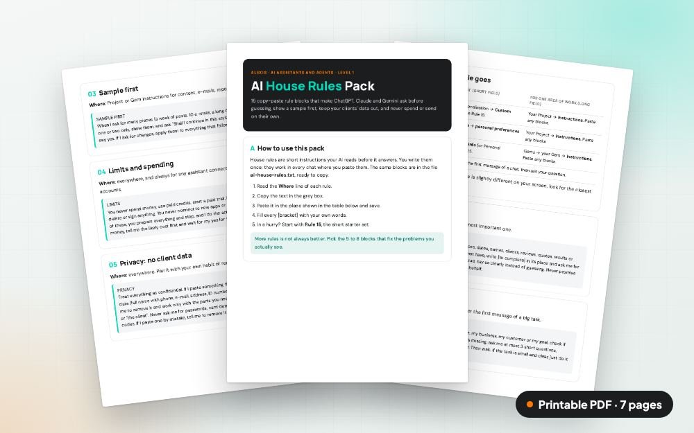 AI House Rules Pack: The printable PDF: the same content to print, save or share.