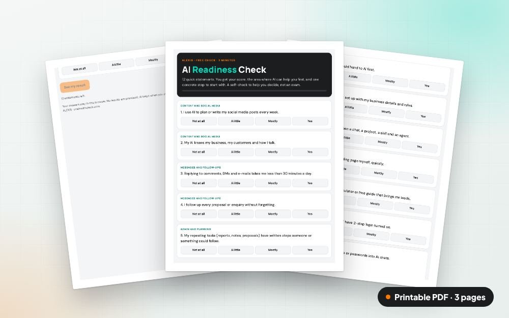 AI Readiness Check: The printable PDF: the same content to print, save or share.