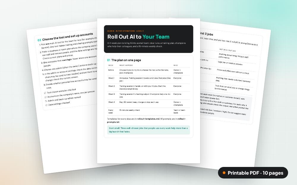 Roll Out AI to Your Team: The printable PDF: the same content to print, save or share.