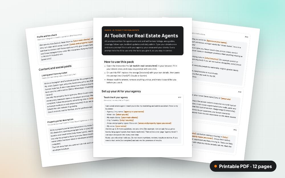 AI Toolkit for Real Estate Agents: The printable PDF: the same content to print, save or share.