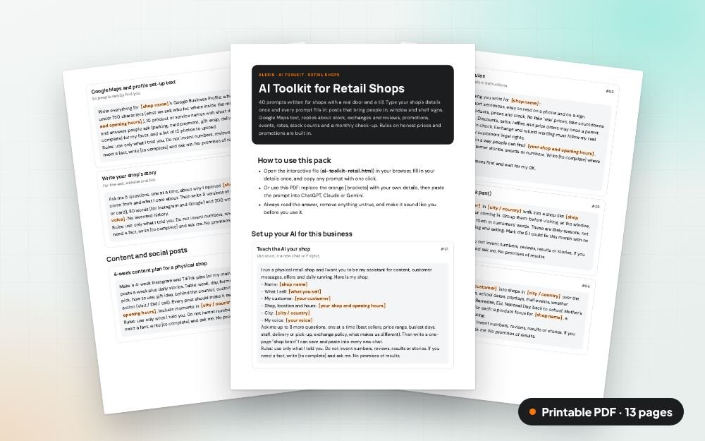 AI Toolkit for Retail Shops: The printable PDF: the same content to print, save or share.