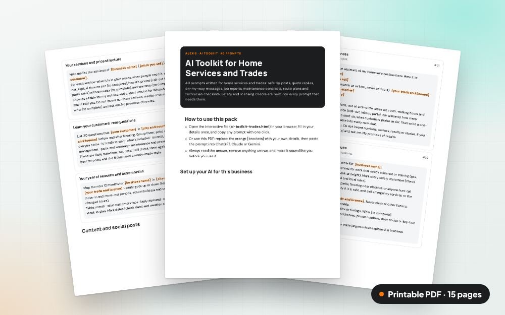 AI Toolkit for Home Services and Trades: The printable PDF: the same content to print, save or share.