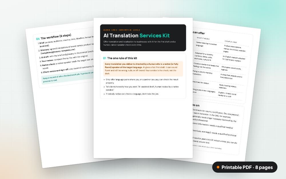 AI Translation Services Kit: The printable PDF: the same content to print, save or share.
