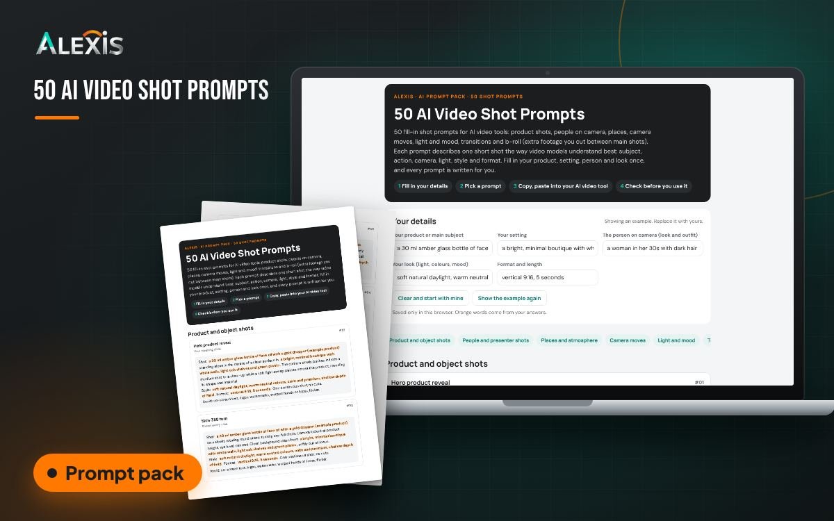 50 AI Video Shot Prompts: prompt pack and PDF