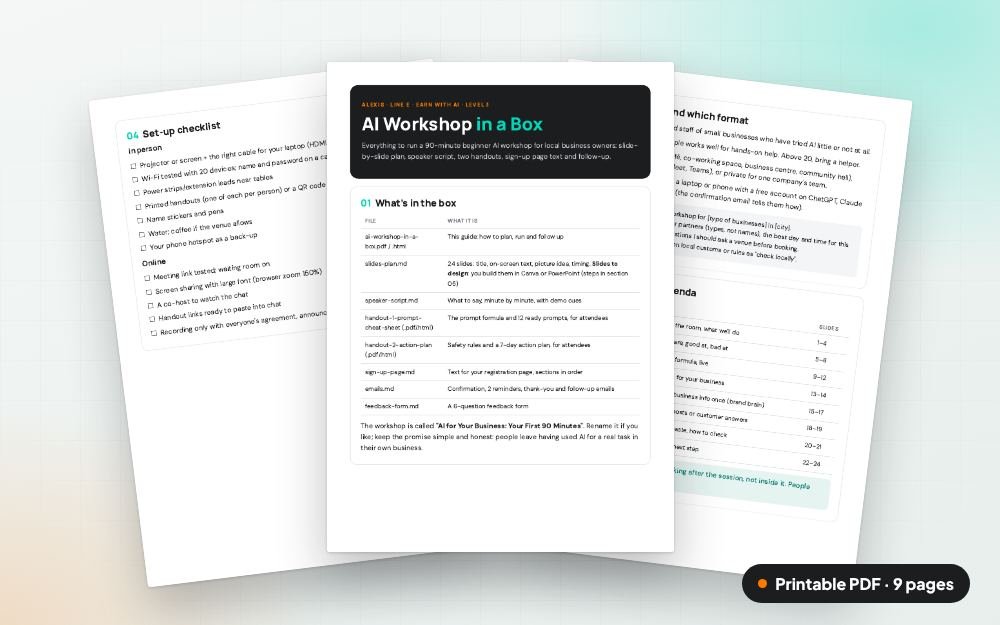 AI Workshop in a Box: The printable PDF: the same content to print, save or share.