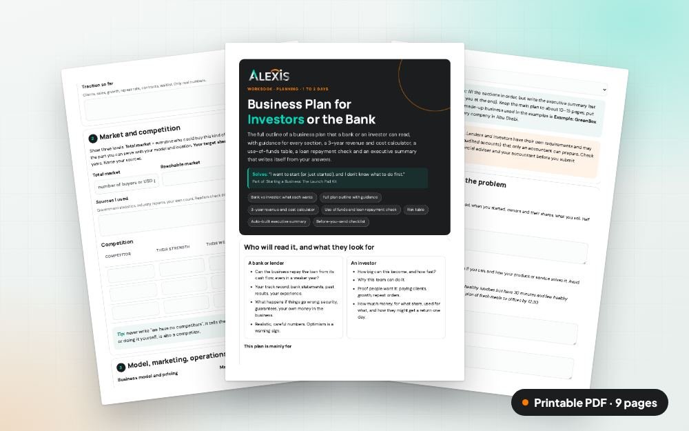 Business Plan for Investors or the Bank: The printable PDF: the same content to print, save or share.