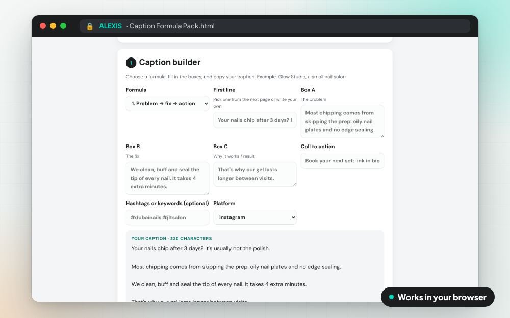 Caption Formula Pack: The small app on screen: you fill it in, it does the sums and keeps your answers.