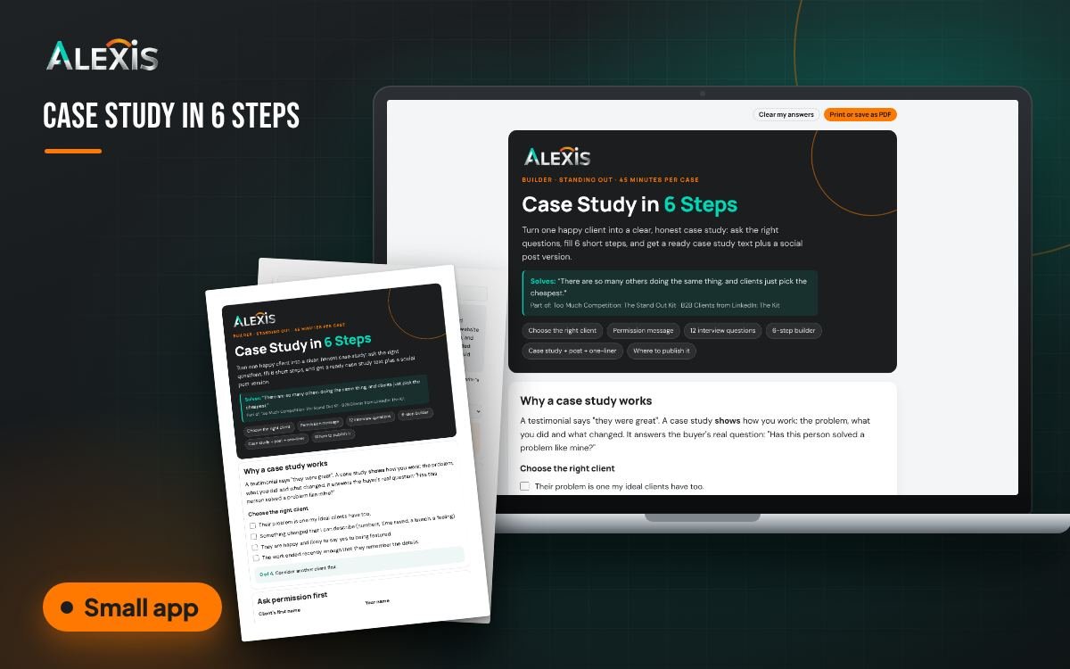 Case Study in 6 Steps: small app and PDF