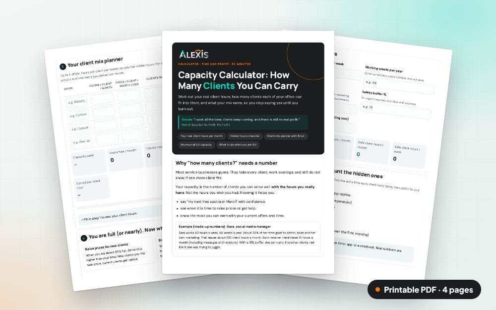 Capacity Calculator: How Many Clients You Can Carry: The printable PDF: the same content to print, save or share.