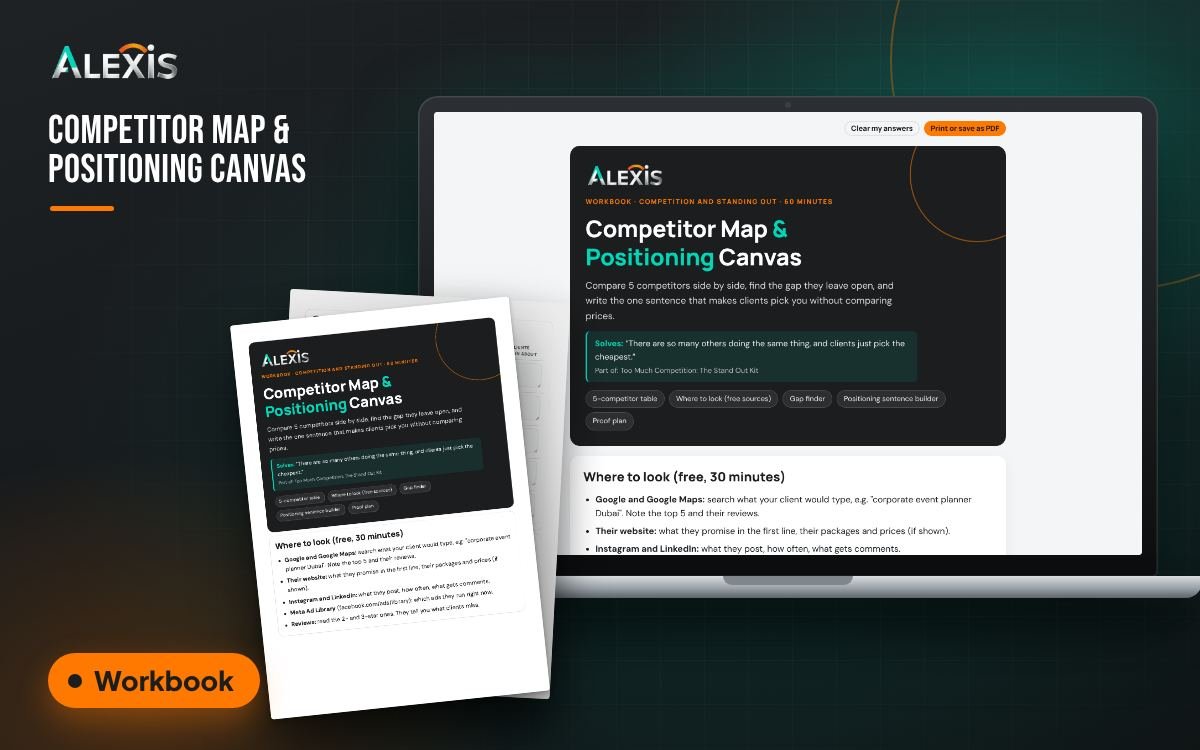 Competitor Map & Positioning Canvas: workbook and PDF