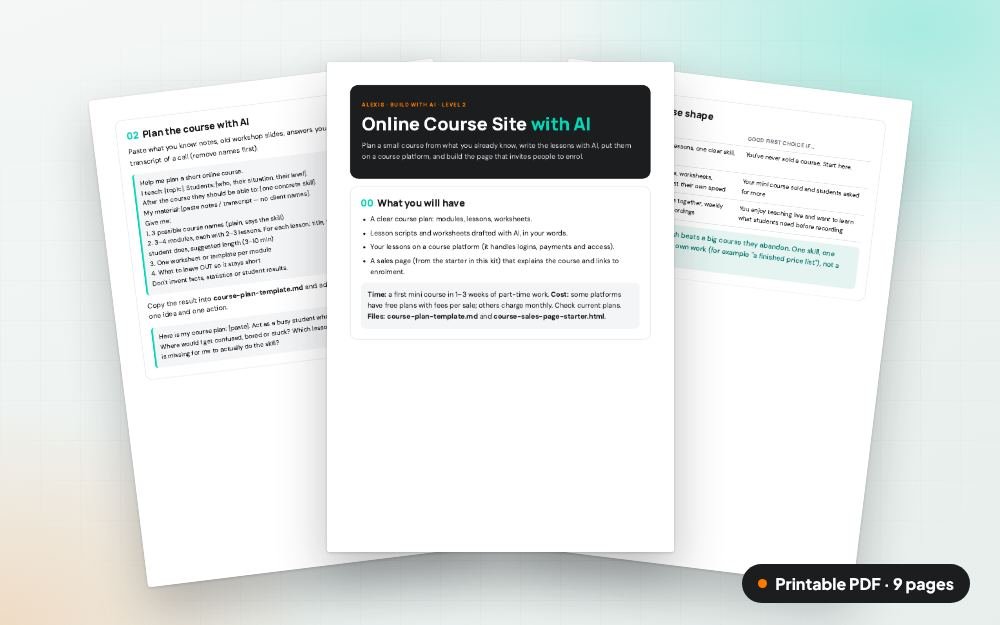 Online Course Site with AI: The printable PDF: the same content to print, save or share.