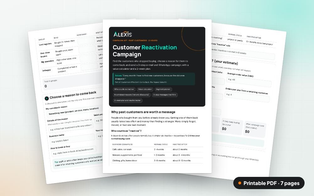 Customer Reactivation Campaign: The printable PDF: the same content to print, save or share.