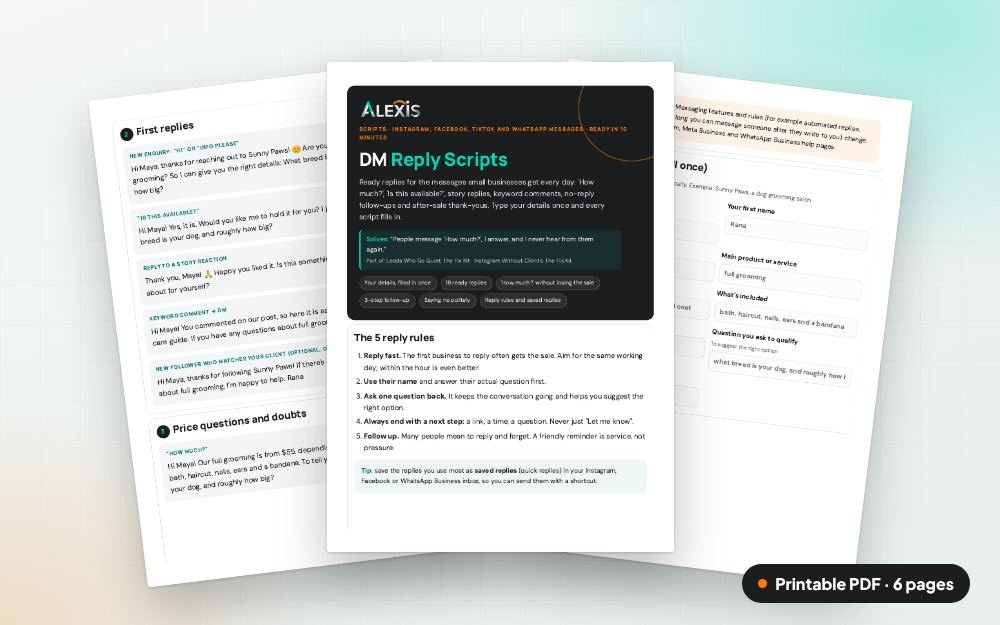 DM Reply Scripts: The printable PDF: the same content to print, save or share.