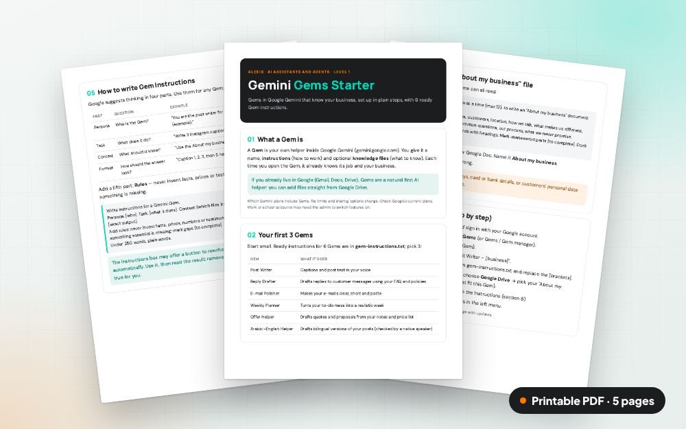 Gemini Gems Starter: The printable PDF: the same content to print, save or share.