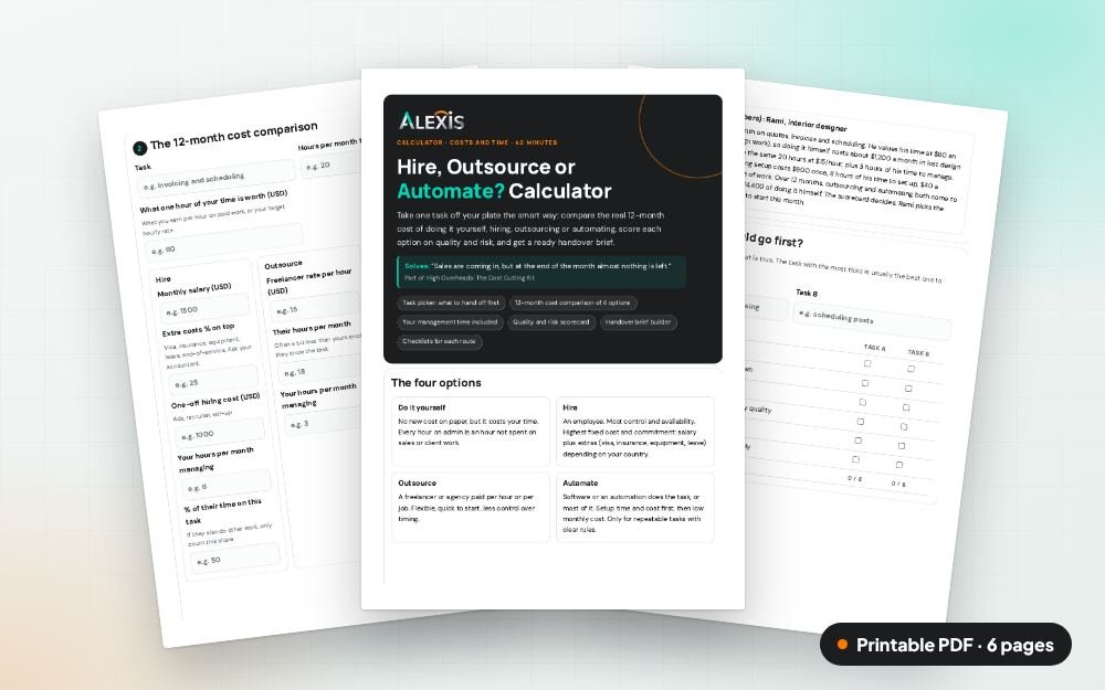 Hire, Outsource or Automate? Calculator: The printable PDF: the same content to print, save or share.