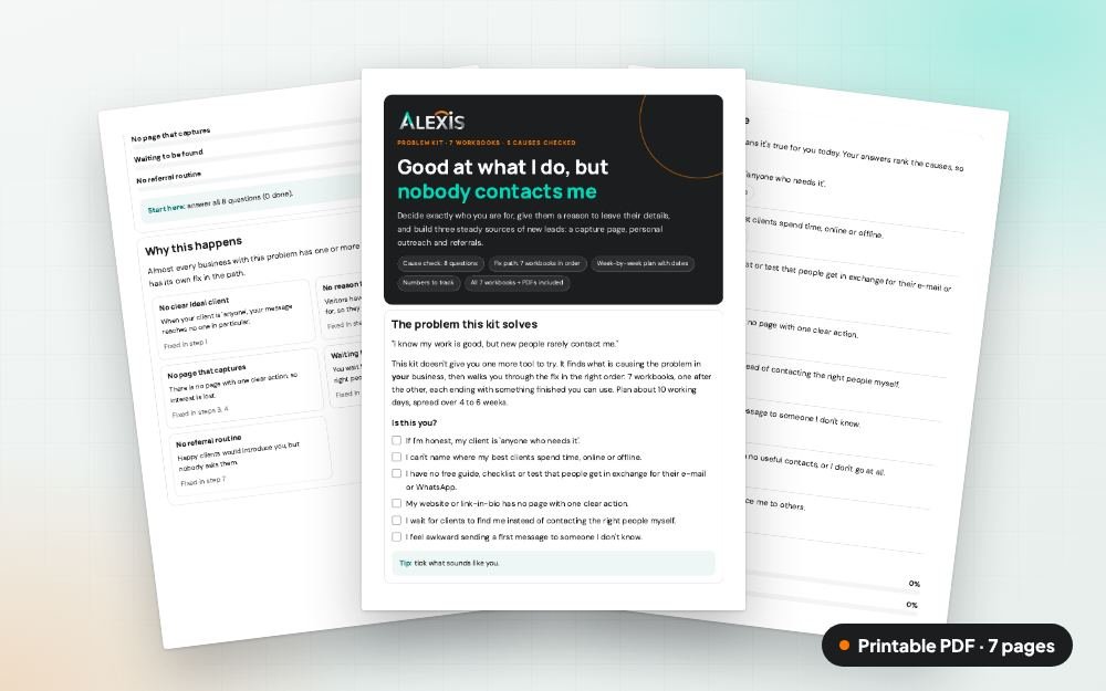 No Leads: The Fix Kit: The printable PDF: the same content to print, save or share.