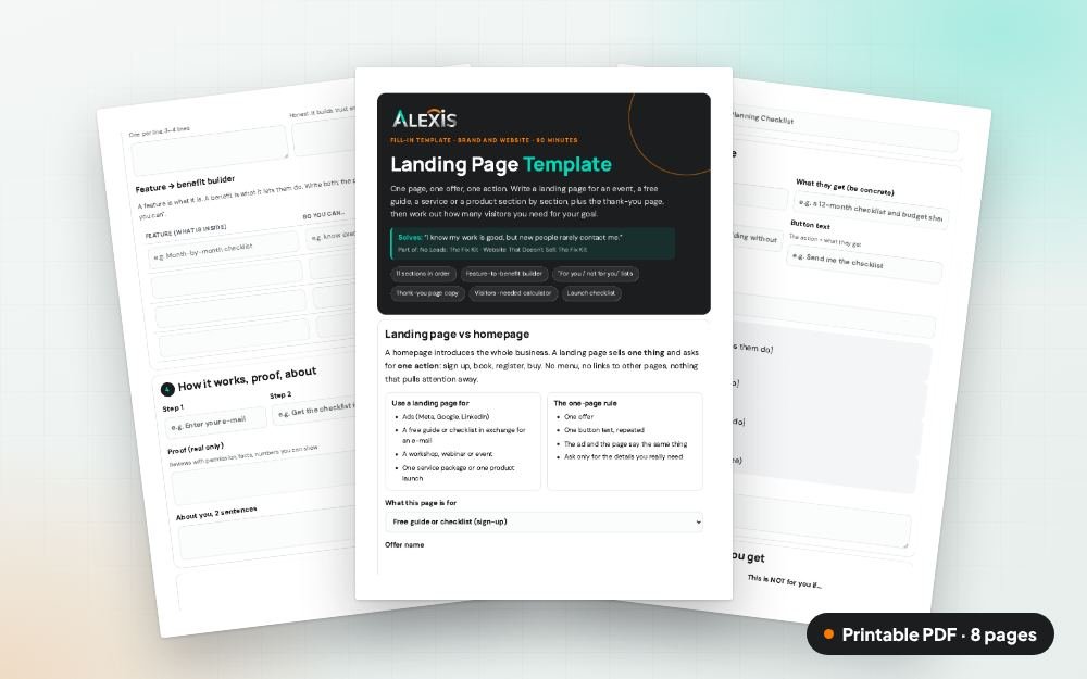 Landing Page Template: The printable PDF: the same content to print, save or share.