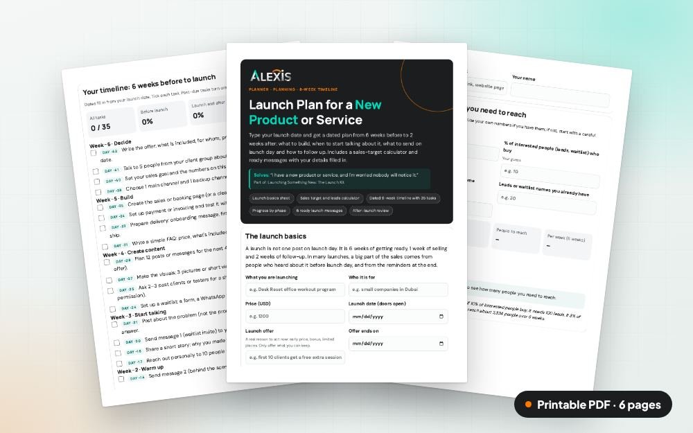 Launch Plan for a New Product or Service: The printable PDF: the same content to print, save or share.