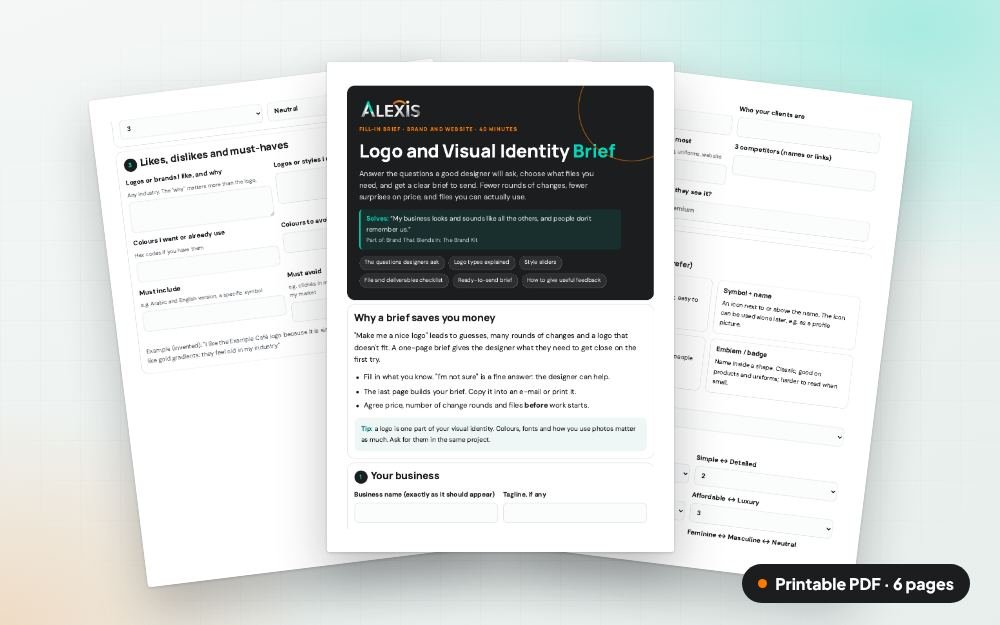 Logo and Visual Identity Brief: The printable PDF: the same content to print, save or share.