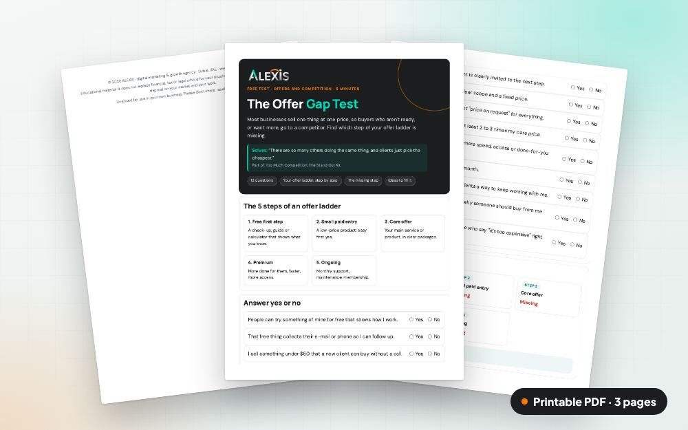 The Offer Gap Test: The printable PDF: the same content to print, save or share.