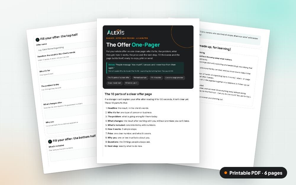 The Offer One-Pager: The printable PDF: the same content to print, save or share.
