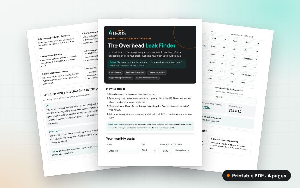 The Overhead Leak Finder: The printable PDF: the same content to print, save or share.
