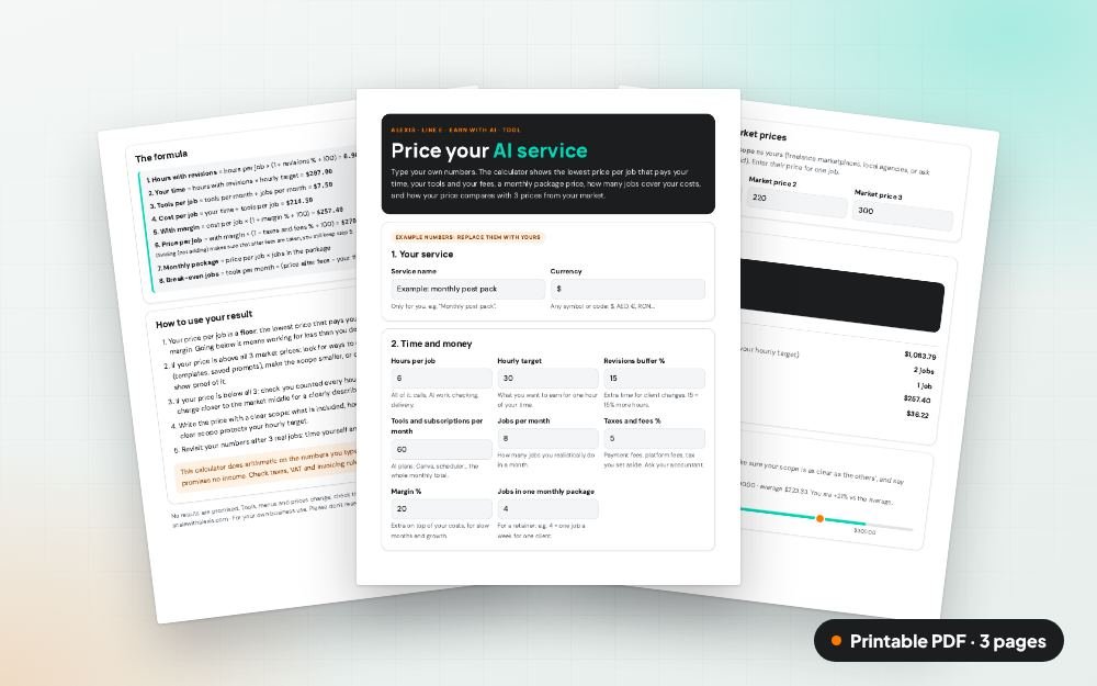 Price Your AI Service: The printable PDF: the same content to print, save or share.