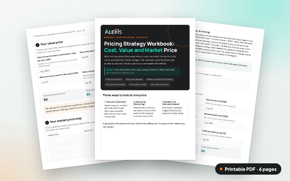 Pricing Strategy Workbook: Cost, Value and Market Price: The printable PDF: the same content to print, save or share.