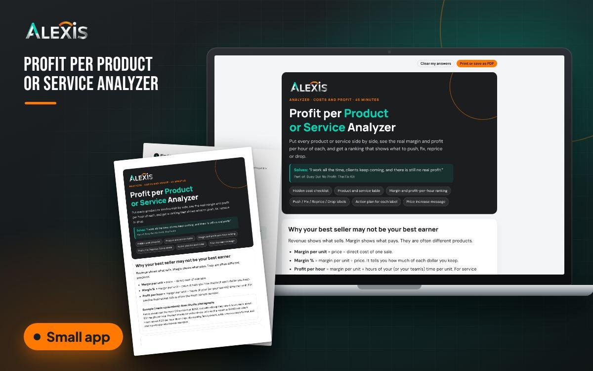Profit per Product or Service Analyzer: small app and PDF