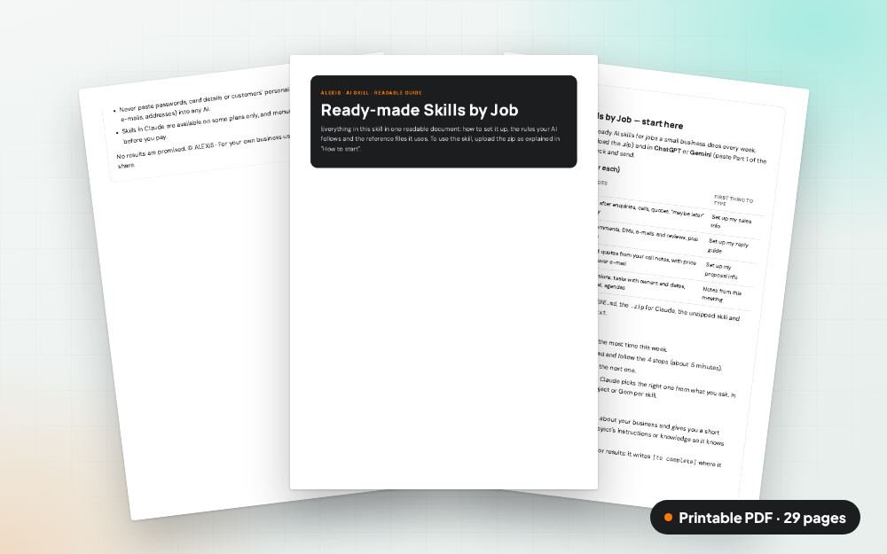 Ready-made Skills by Job: The printable PDF: the same content to print, save or share.