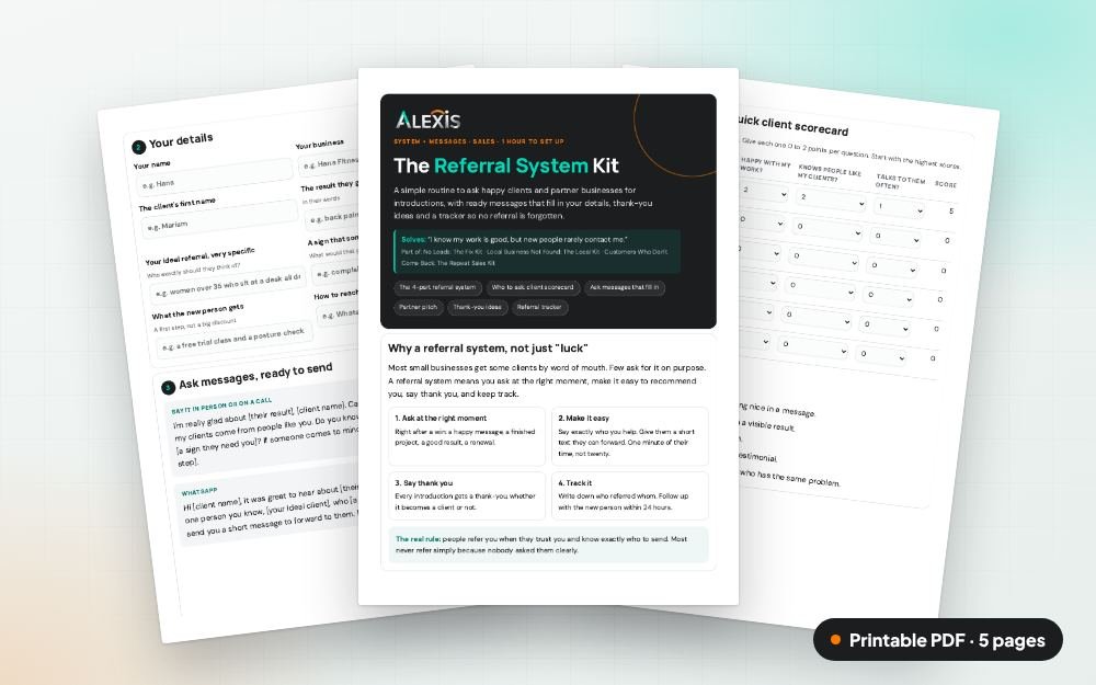The Referral System Kit: The printable PDF: the same content to print, save or share.
