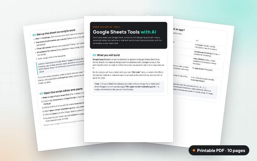 Google Sheets Tools with AI: The printable PDF: the same content to print, save or share.
