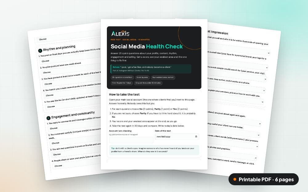 Social Media Health Check: The printable PDF: the same content to print, save or share.