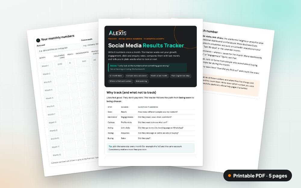 Social Media Results Tracker: The printable PDF: the same content to print, save or share.