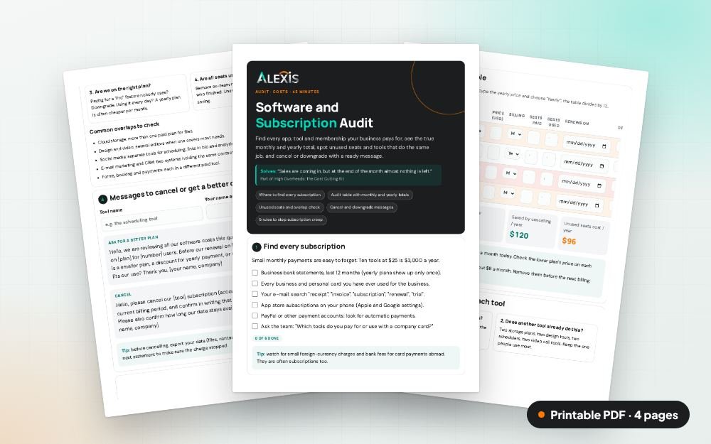 Software and Subscription Audit: The printable PDF: the same content to print, save or share.