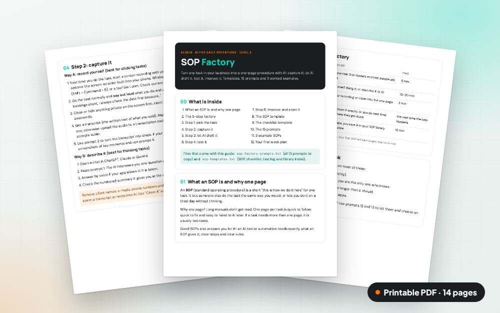 SOP Factory: The printable PDF: the same content to print, save or share.