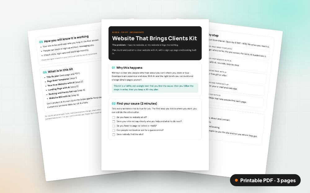 Website That Brings Clients Kit: The printable PDF: the same content to print, save or share.