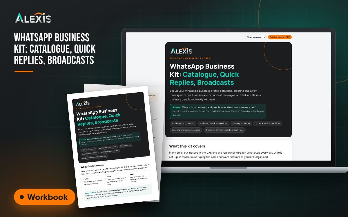 WhatsApp Business Kit: Catalogue, Quick Replies, Broadcasts: workbook and PDF