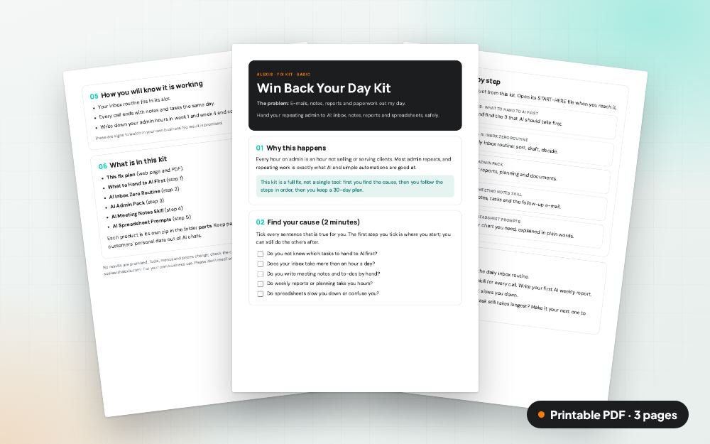 Win Back Your Day Kit: The printable PDF: the same content to print, save or share.